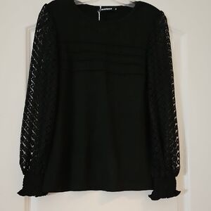 Black Lace Sleeve Blouse